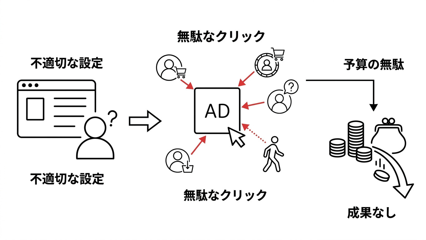 理由1：専門知識の不足により無駄なクリックで予算を消化するリスクがある
